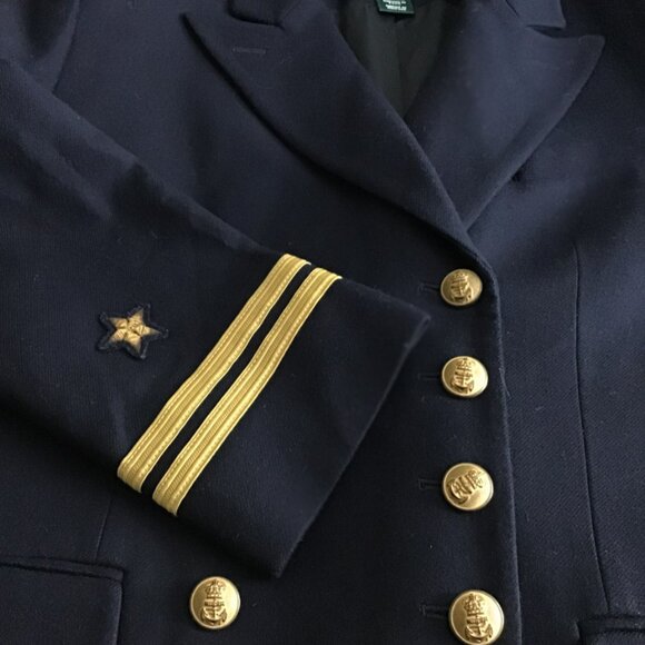 Lauren Ralph Lauren Vintage Black Double Breasted Wool Military Jacket NWOT - Picture 8 of 10